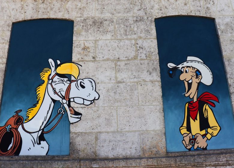 Mur peint « Lucky Luke, les Dalton et Jolly Jumper »