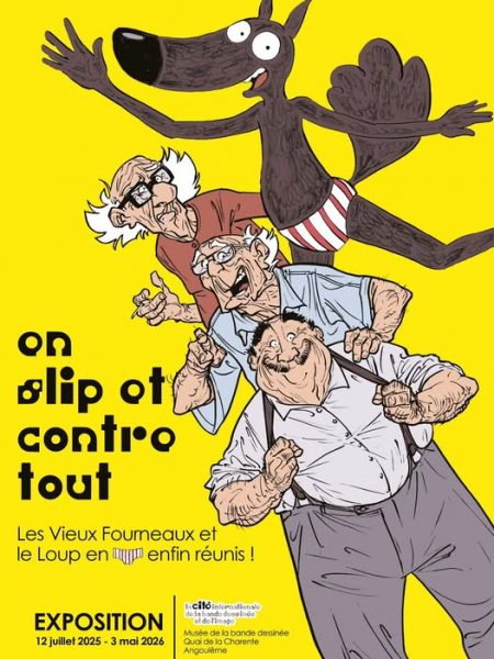 Visite guidée de l&rsquo;exposition « En slip et contre tout. Les Vieux Fourneaux et Le Loup en slip enfin réunis ! » – Le Grand Off de la bande dessinée