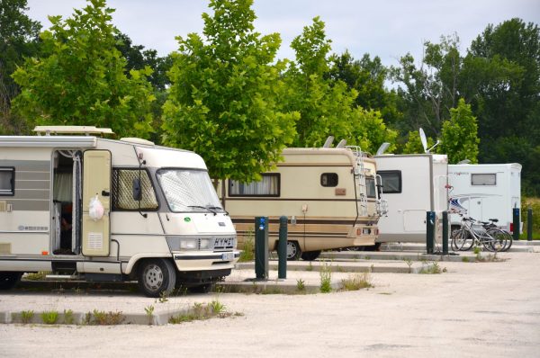 Motorhome service area at the Plan d'eau campsite